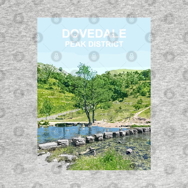 Dovedale Stepping Stones Derbyshire Peak District travel poster by BarbaraGlebska